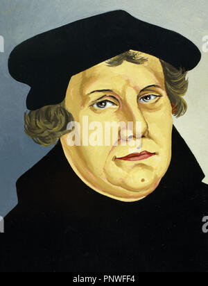 Martin Luther, (Eisleben, 1483, Eisleben, 1546). German reformer. Doctor of Theology and Augustinian priest. In 1517, outlined the main thesis of Lutheranism in Wittenberg. He was excommunicated in 1520. Stock Photo