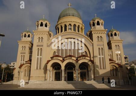 Patras, Greece. St Andrew's Cathedral. Greek Ortodox basilica. Neo-Byzantine, 20th century. It was built by the architect Anastasios Metaxas (1862-1937). Peloponnese. Stock Photo