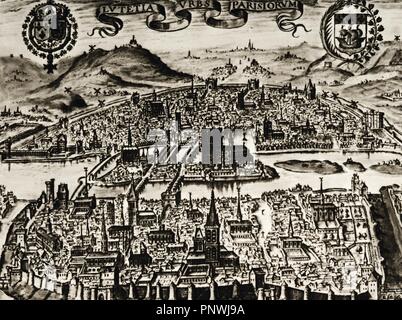 ポリス　原画 France. Paris. Overview of the city. Late 16th century. Colored