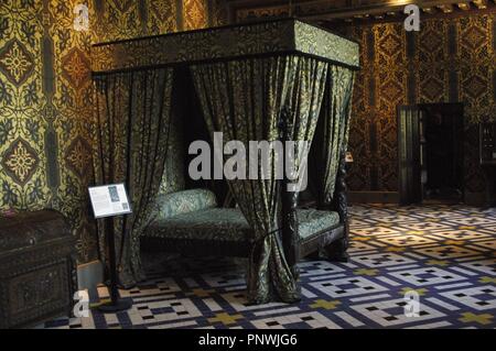 France. Blois. Royal Chateau. Bedroom of Catherine de Medici (1519-1589), Queen consort of France.16th century. Stock Photo