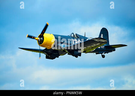 Goodyear FG-1D (Chance Vought F4U) Corsair carrier-based fighter-bomber in flight Stock Photo