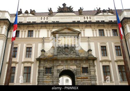 Czech Republic. Prague Castle. Matthias Gate. Gate between the first and the second courtyard. It was erected by Matthias, Holy Roman Emperor, 1614. General view. Stock Photo