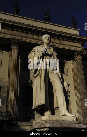 Hermann Von Helmholtz (Potsdam, 1821-Charlottenburg, 1894). German scientist and philosopher. Statue by the sculptor Ernst Herter, located at Humboldt University. Berlin. Germany. Stock Photo
