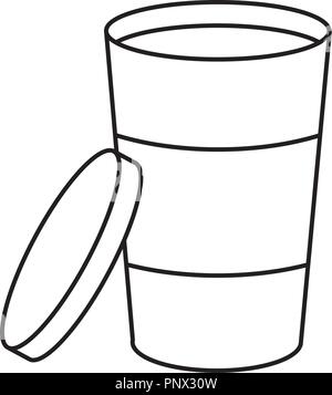outline delicious coffee in the plastic cup beverage Stock Vector