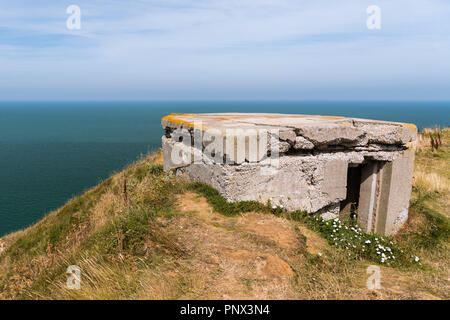 German bunker at the coast near Etretat (Normandy France) on a sunny day in summer Stock Photo