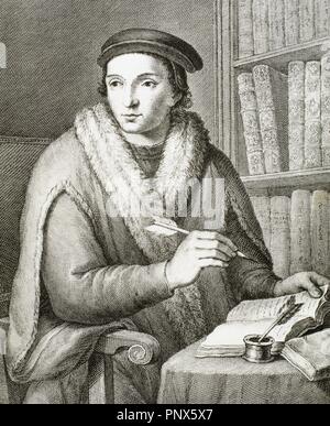 Juan Luis Vives (1493-1540). Valencian scholar and humanist. Portrait. Engraving. Stock Photo