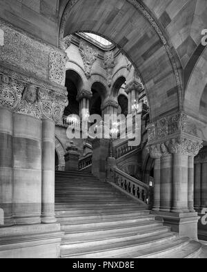 The Great Western Staircase (or 'Million Dollar Staircase') inside the New York State Capitol building in Albany, New York Stock Photo