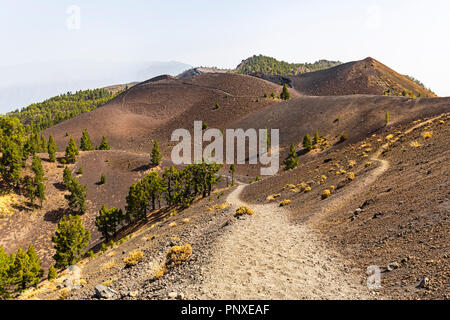 Path along Ruta de los Volcanes, beautiful hiking path over the volcanoes, La Palma, Canary Islands Stock Photo