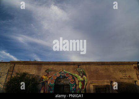 Murales y pinturas de la calle No reeleccion en la colonia Centro de Hermosillo. Stock Photo