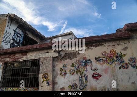 Rostro ... Murales y pinturas de la calle No reeleccion en la colonia Centro de Hermosillo. Stock Photo