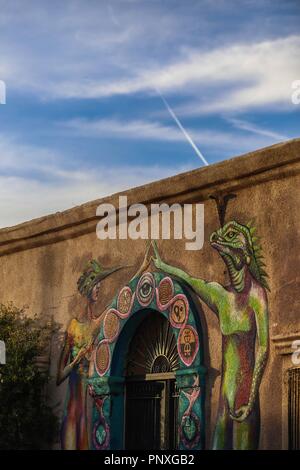 Murales y pinturas de la calle No reeleccion en la colonia Centro de Hermosillo. Stock Photo