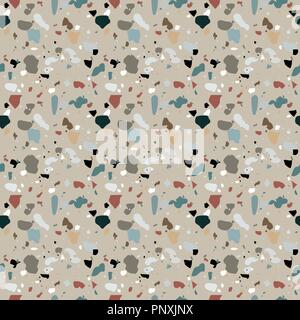 Naturalistic marble floor, with the addition of granite, quartz, glass, calcite, dolomite. Seamless pattern. Vector Illustration Stock Vector