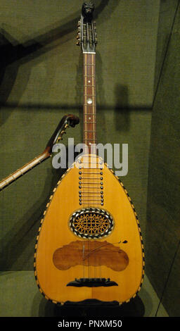 Lute. String instrument. Museum of Greek Folk Musical Instruments Athens. Greece. Stock Photo