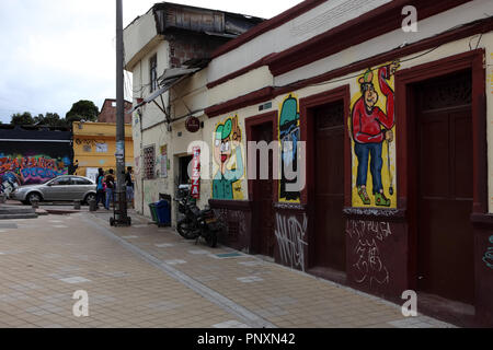 Bogotá, Colombia - May 28, 2017: Street Art and Graffiti in the historic La Candelaria district in the capital city of Bogota, in South America. Stock Photo