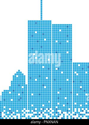 Pixelated blue building illustration design template vector Stock Vector