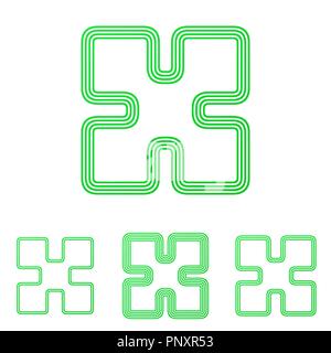 Green line technology logo design set Stock Vector