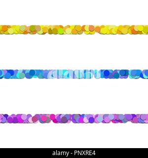Seamless random circle pattern paragraph dividing line design set - vector decor elements from colored dots Stock Vector