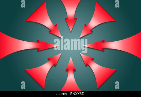 Arrows point to the same point indicating the object of interest. This is an illustration. Stock Photo