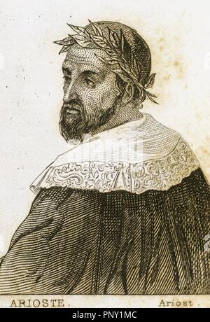 Ludovico Ariosto (1474-1533). Italian poet. Portrait. Engraving. Stock Photo