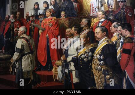 The Opening of the German Reichstag in the White Hall of the Berlin Schloss by Kaiser Wilhelm II on June 25, 1888. Detail. Painting finished in 1893 by Anton Von Werner (1843-1915). German Historical Museum, Berlin. Germany. Stock Photo