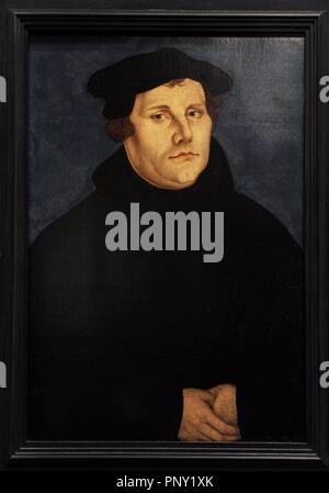 Martin Luther (1483-1546). German monk, icon of the Protestant Reformation. Portrait by Lucas Cranach the Elder (1472-1553), 1529. German Historical Museum. Berlin. Germany. Stock Photo