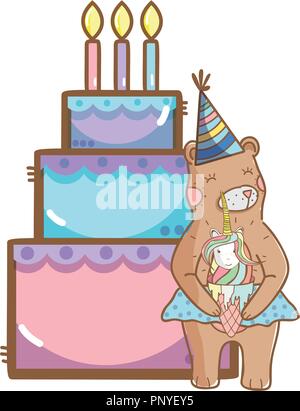 Happy birthday bear cartoons Stock Vector