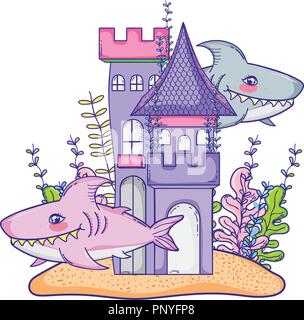 Undersea castle cartoon Stock Vector