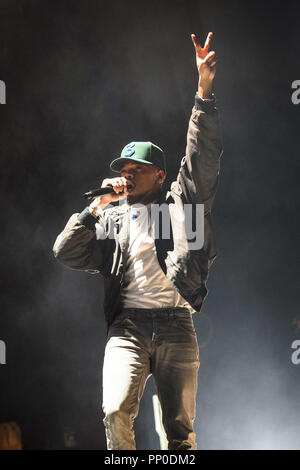 Chance the Rapper performing at BBC Radio 1Xtra Live at the O2 Arena in London. Stock Photo