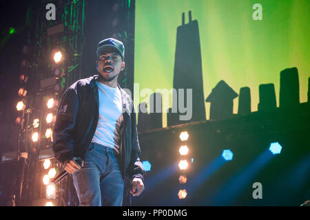 Chance the Rapper performing at BBC Radio 1Xtra Live at the O2 Arena in London. Stock Photo