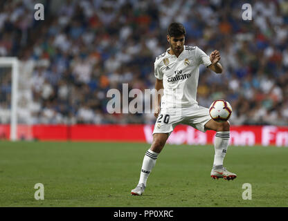 Madrid, Spain. 22nd Sep, 2018. Marco Asensio (Real Madrid) during the La Liga match between Real Madrid and RCD Espanyol at Estadio Santiago Bernabéu in Madrid.Final score Credit: Manu Reino/SOPA Images/ZUMA Wire/Alamy Live News Stock Photo