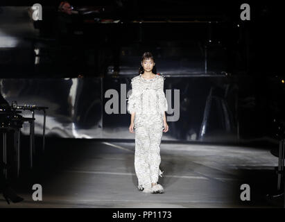 Milan, Italy. 23 September 2018. A model walks the runway at the Missoni fashion show during Milan Fashion Week Spring/Summer 2019 in Milan, Italy, on Sept. 22, 2018. Credit: Xinhua/Alamy Live News Stock Photo