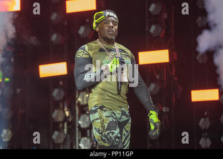 London, UK. 22nd September  2018, Birmingham rapper MIST Performing at 1Xtra Live 2018 at the O2 Arena, Peninsula Square, London. © Jason Richardson / Alamy Live News Stock Photo