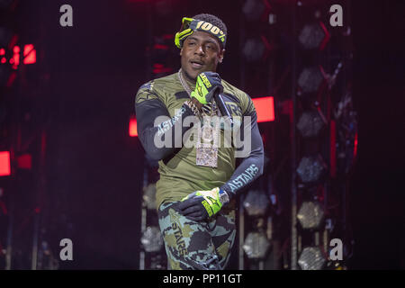 London, UK. 22nd September  2018, Birmingham rapper MIST Performing at 1Xtra Live 2018 at the O2 Arena, Peninsula Square, London. © Jason Richardson / Alamy Live News Stock Photo