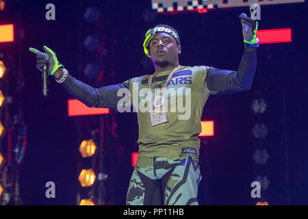 London, UK. 22nd September  2018, Birmingham rapper MIST Performing at 1Xtra Live 2018 at the O2 Arena, Peninsula Square, London. © Jason Richardson / Alamy Live News Stock Photo