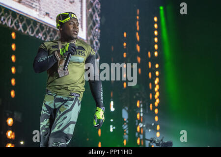 London, UK. 22nd September  2018, Birmingham rapper MIST Performing at 1Xtra Live 2018 at the O2 Arena, Peninsula Square, London. © Jason Richardson / Alamy Live News Stock Photo