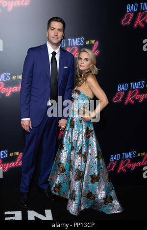 Drew Goddard and Caroline Williams attend the premiere of 20th Century Fox's 'Bad Times at the El Royale' at TCL Chinese Theatre on September 22, 2018 in Hollywood, California. Stock Photo