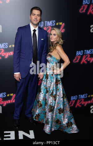 Drew Goddard and Caroline Williams attend the premiere of 20th Century Fox's 'Bad Times at the El Royale' at TCL Chinese Theatre on September 22, 2018 in Hollywood, California. Stock Photo