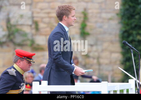 Bramham Park, UK. 22nd Sep, 2018. Hugh Grosvenor the 7th Duke of Westminster attends a consecration service & presentation of a new Guidon to the Queens Own Yeomanry, also attended by HRH Prince of Wales at Bramham Park in Leeds 22nd September 2018 Credit: Yorkshire Pics/Alamy Live News Stock Photo
