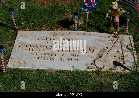 Buddy Holly burial site in Lubbock, Texas, USA. Stock Photo