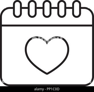 calendar with heart icon over white background, vector illustration Stock Vector