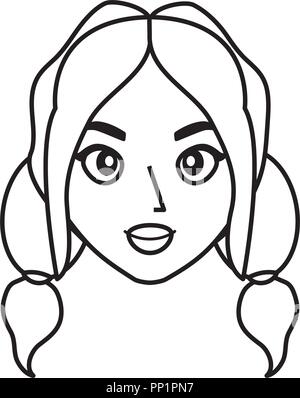 cartoon woman with braids over white background, vector illustration Stock Vector