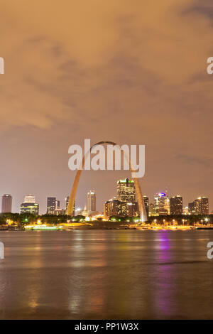 Clouds beyond Downtown St. Louis as seen from across the Mississippi River from the east riverfront in East St. Louis, Illinois. Stock Photo