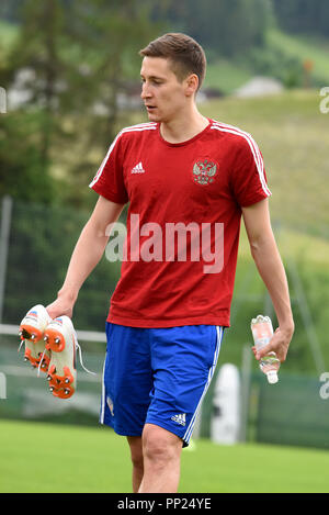 Neustift, Tirol, Austria - May 22, 2018. Russian football player Daler Kuzyaev during training camp in Neustift, Austria. Stock Photo