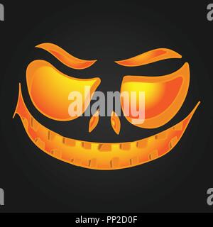 Jack-o'-lantern with burning eyes on a black background. Design element pumpkin lantern. Background for Halloween Stock Vector