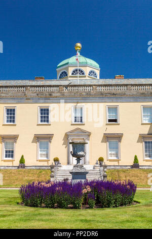 Impressive Palladian architecture and colourful planting at Castle Hill House and Gardens, near Filleigh, Devon, England, UK Stock Photo