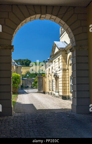 Impressive Palladian architecture at Castle Hill House and Gardens, near Filleigh, Devon, England, UK Stock Photo