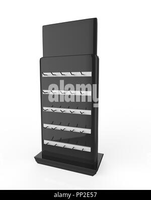 phone accessory display stand, retail display stand with hook for product , display stands isolated on white background. 3d illustration Stock Photo