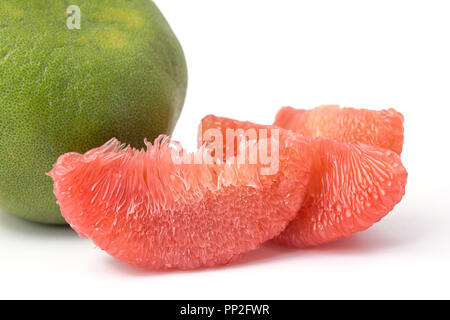 red pomelo pulp fruit isolated on white background Stock Photo