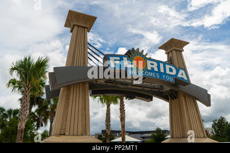 Florida has a replica of the highway sign in the visitor welcome center just inside the state line Stock Photo