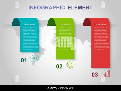 Infographic elements template on gray background. Can be used for business step options. Stock Vector